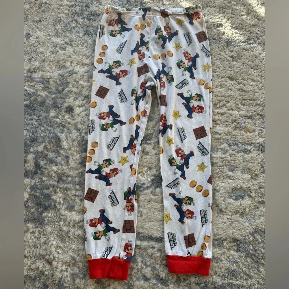 Super Mario Bros Boys Pajama Pants Red Cuff Sleepwear Size 10